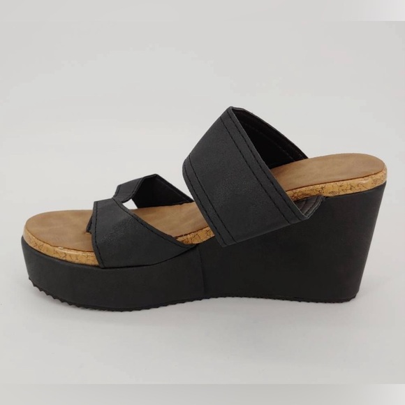 Yasirun Womens Sandals Platform Wedge Heels - black - size 42 (9-9.5) - new - Picture 2 of 9